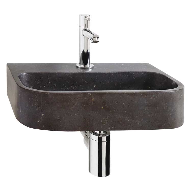 Lave-mains Oliva pierre naturelle noir 7x38x24cm set complet