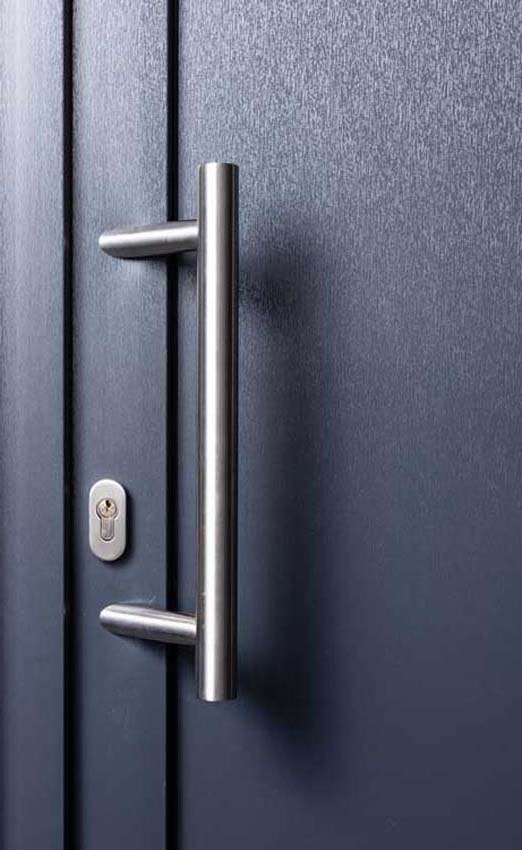 Buitendeur vlak paneel PVC antraciet/wit 980x2180mm linkstrekkend