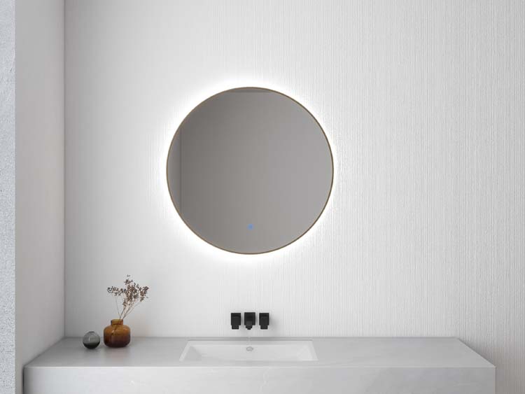 Miroir Kira rond LED doré mat Ø100cm