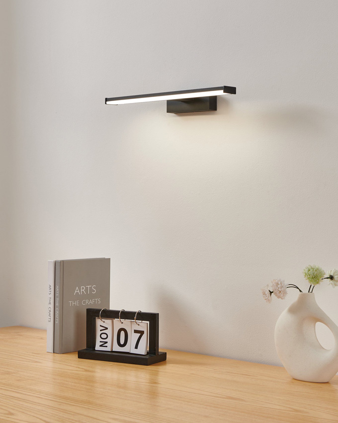 Badkamerverlichting - zwart - 40cm - LED - 1x7,4W - 4000K - IP44