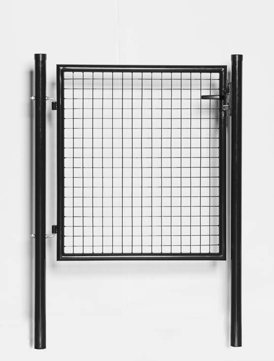 Complete enkele tuinpoort zwart 100x100cm - ronde palen, inclusief palen, slot en kruk
