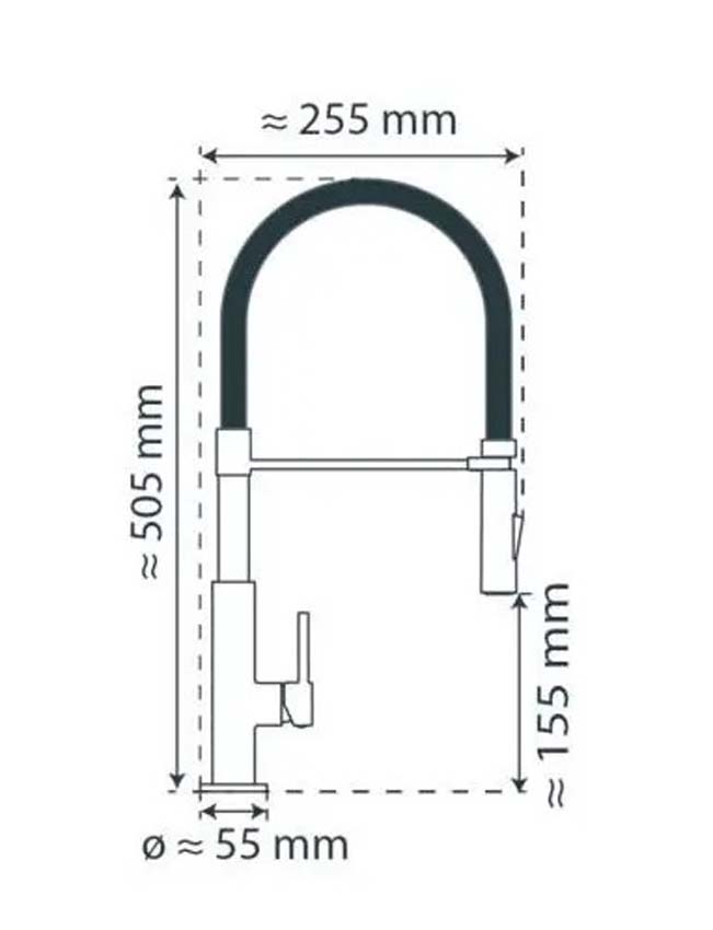 Robinet de cuisine Sven chrome/noir avec bec extractible