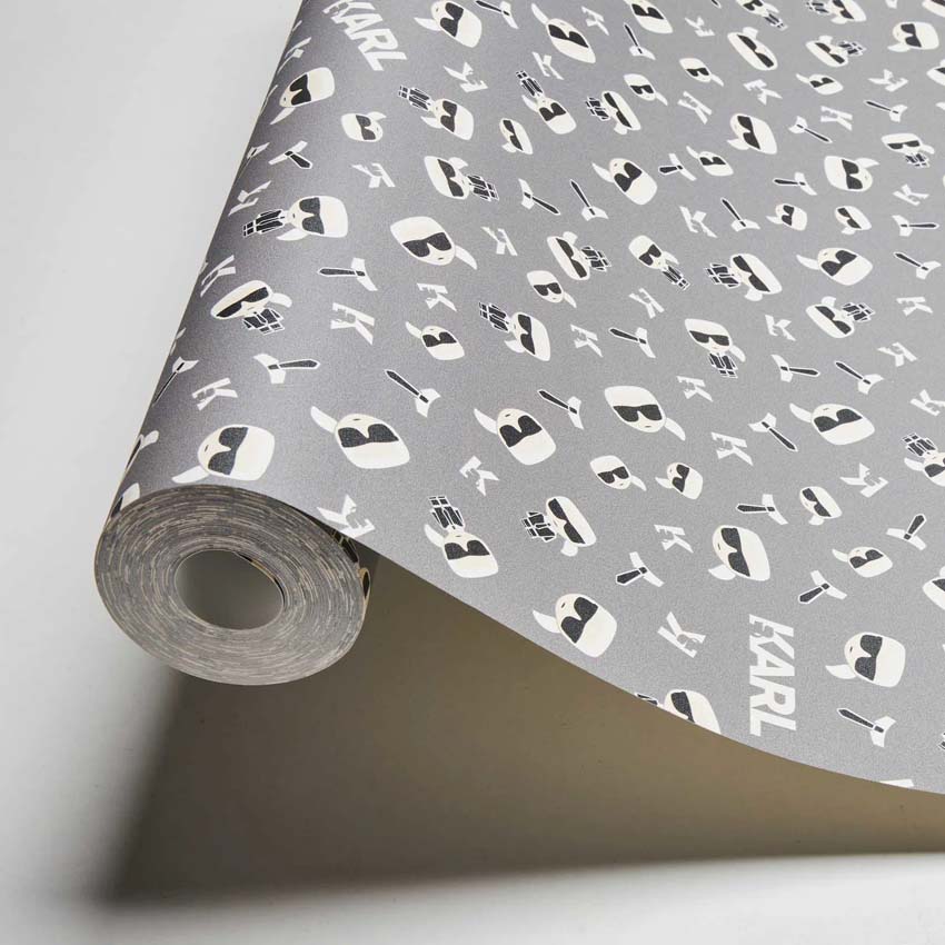 Vinyle sur papier peint intissé Lagerfeld gris 0,53x10m