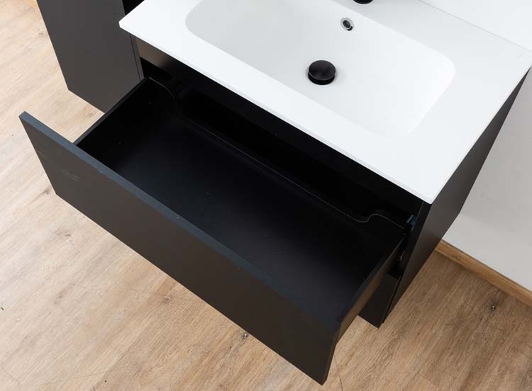 Meuble salle de bain Puro noir mat 800mm lavabo mat