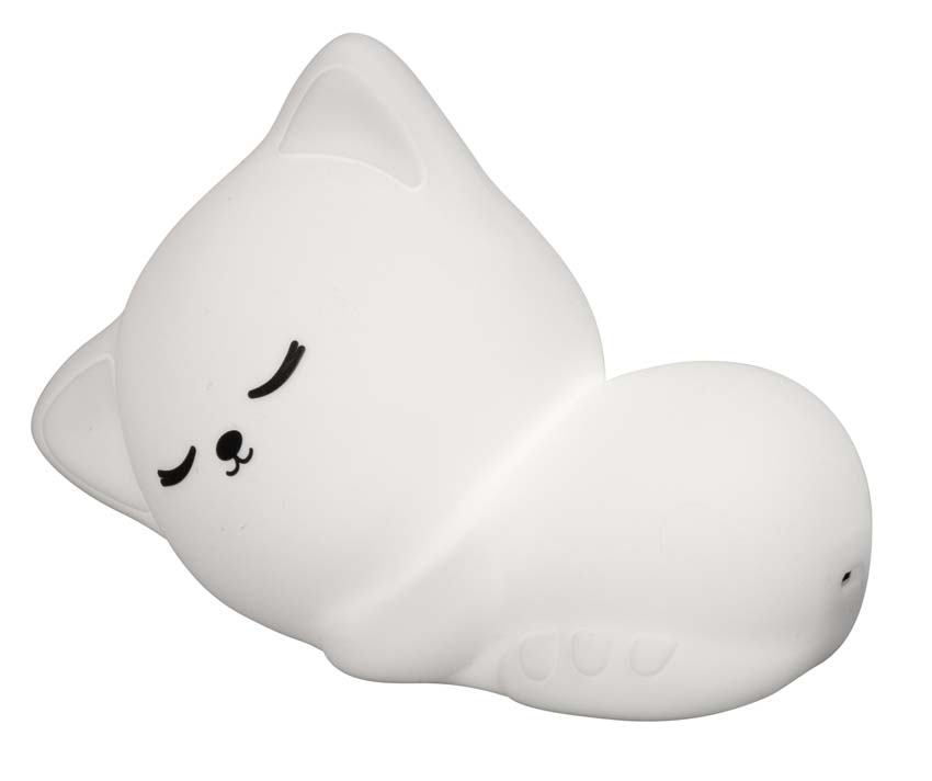 Tafellamp Poesje - Wit - 11x8cm - Dimbaar - LED - 1x0,3W - RGB 3000K - met batterij en timer