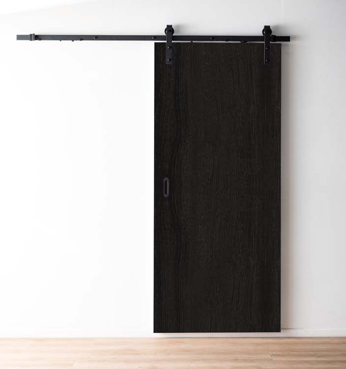 Porte coulissante realwood black+rail robust noir 93x211.5cm