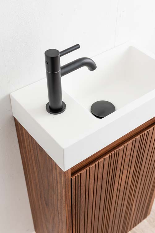 Toiletmeubel Warren walnoot lavabo glanzend wit 60x40x22cm