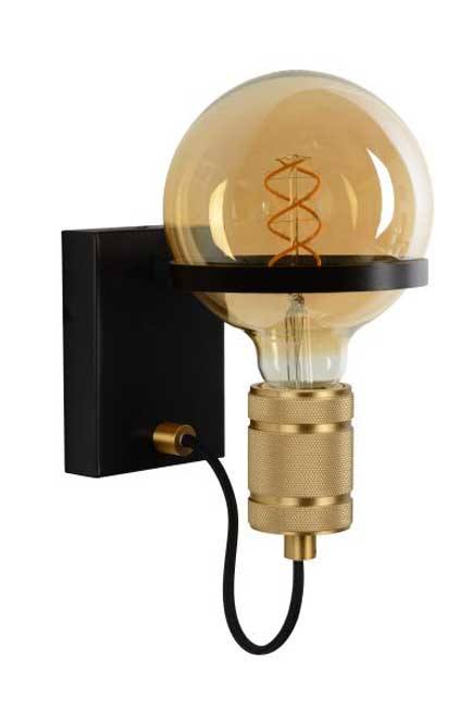 Wandlamp - zwart/goud - Ø17,7cm - E27 - 60W