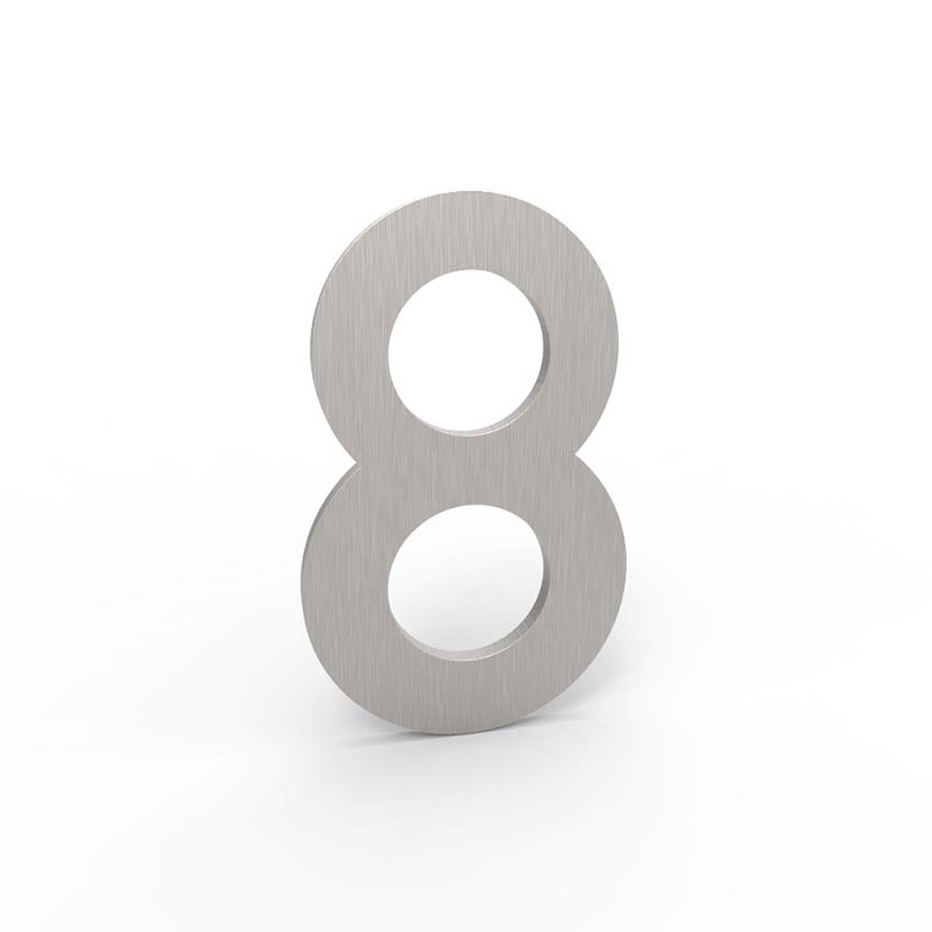 Numéro de maison 8 eSafe en aluminium inox 10cm / épaisseur 1,5mm