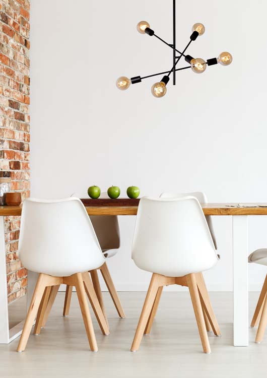 Plafonnier - noir - 6xE27 - 60W