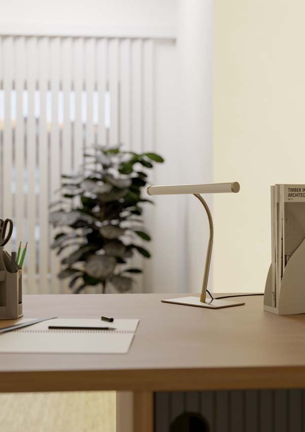 Lampe de table - Blanc/nickel - H45cm - Dimmable - LED - 1x5W - 2700-6500K