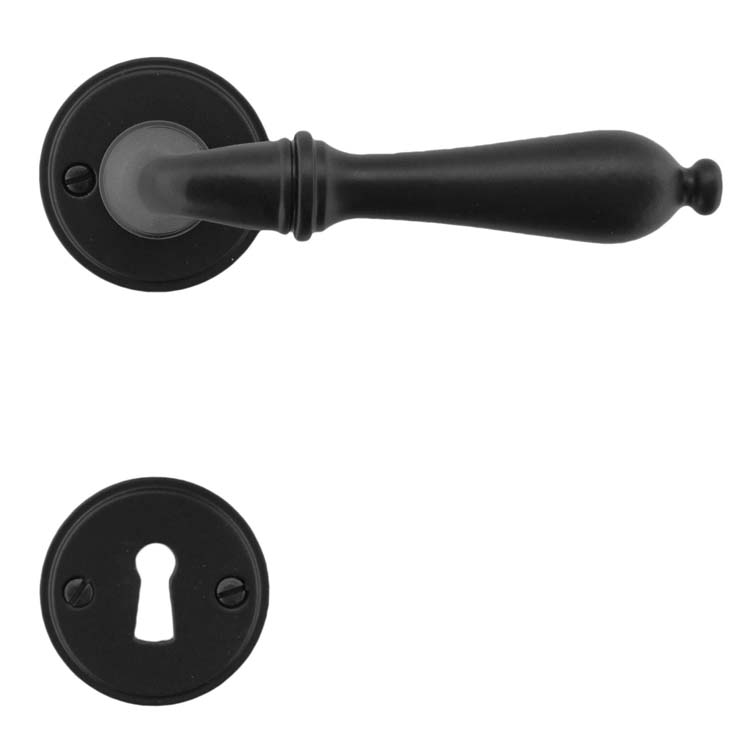 Poignée de porte pro amalfi noir rosace barbe
