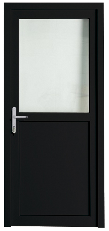 Buitendeur halfglas PVC 3 dubbel helder glas zwart linkstrekkend op maat