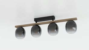 Plafonnière noir-bois verre smockey grey E27