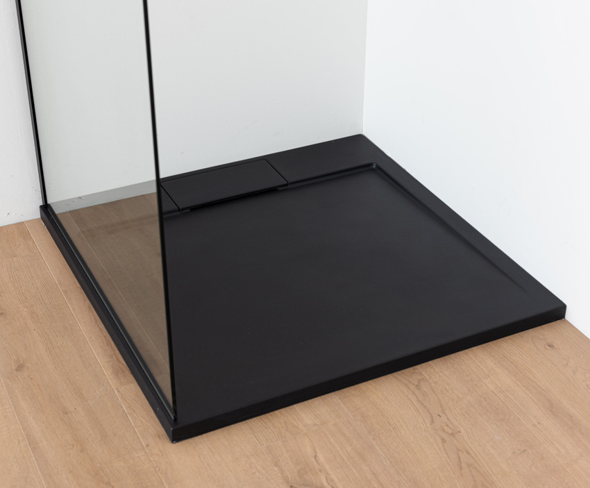 Receveur de douche Akon polybeton noir mat 90x90cm