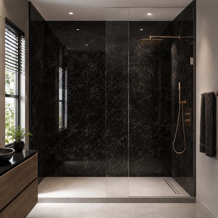 Panneau mural PVC marbre noir 120x280x0,3cm