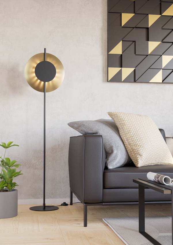 Lampadaire - Or/noir - H150cm - Dimmable - LED - 1x11W - 3000K