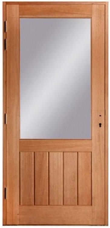 Houten buitendeur meranti natuur helder glas 940x2145mm rechts duwend