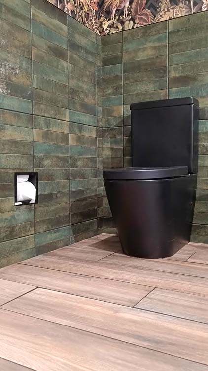 Toilettes sur pied Zeke sans rebord noir mat avec siège de WC