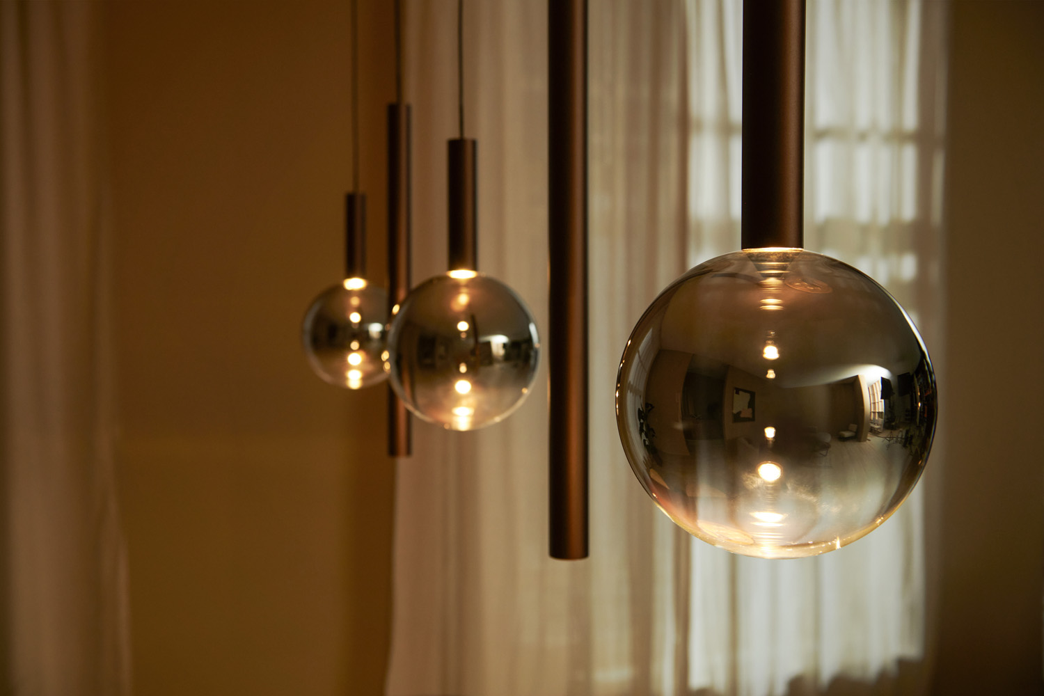Lucide Premium Jasmine - Suspension - LED Dim. - CCT - 5X4W 2200K/3300K - Cuivre