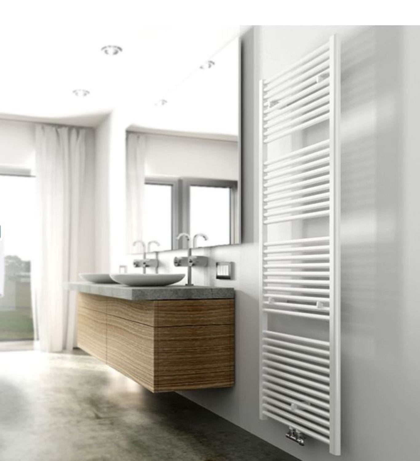 Handdoekradiator Kari 181,7x45cm middenaansluiting glanzend wit 830W