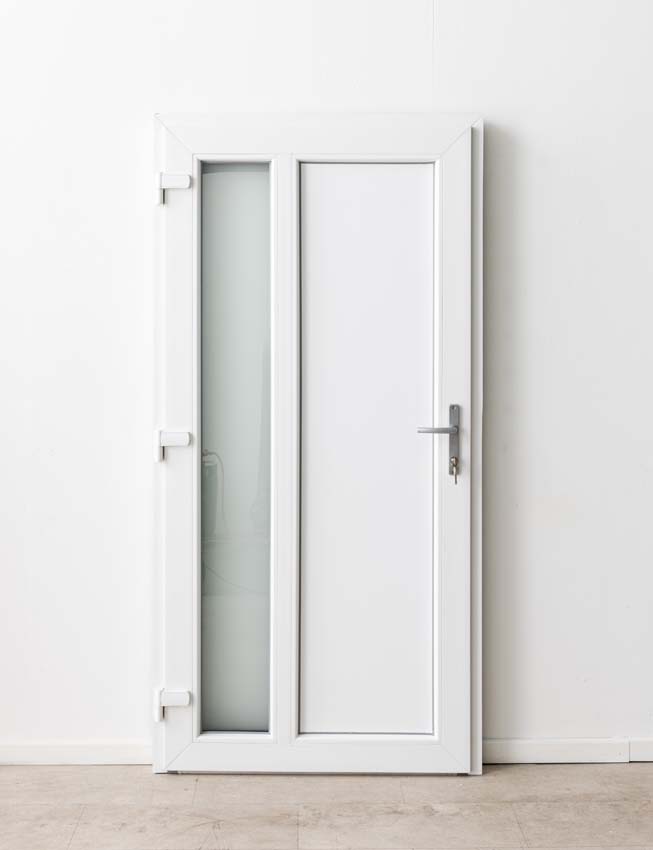 Porte extérieure Lumeo PVC vitrage mat anthracite/blanc 1000x2000mm gauche