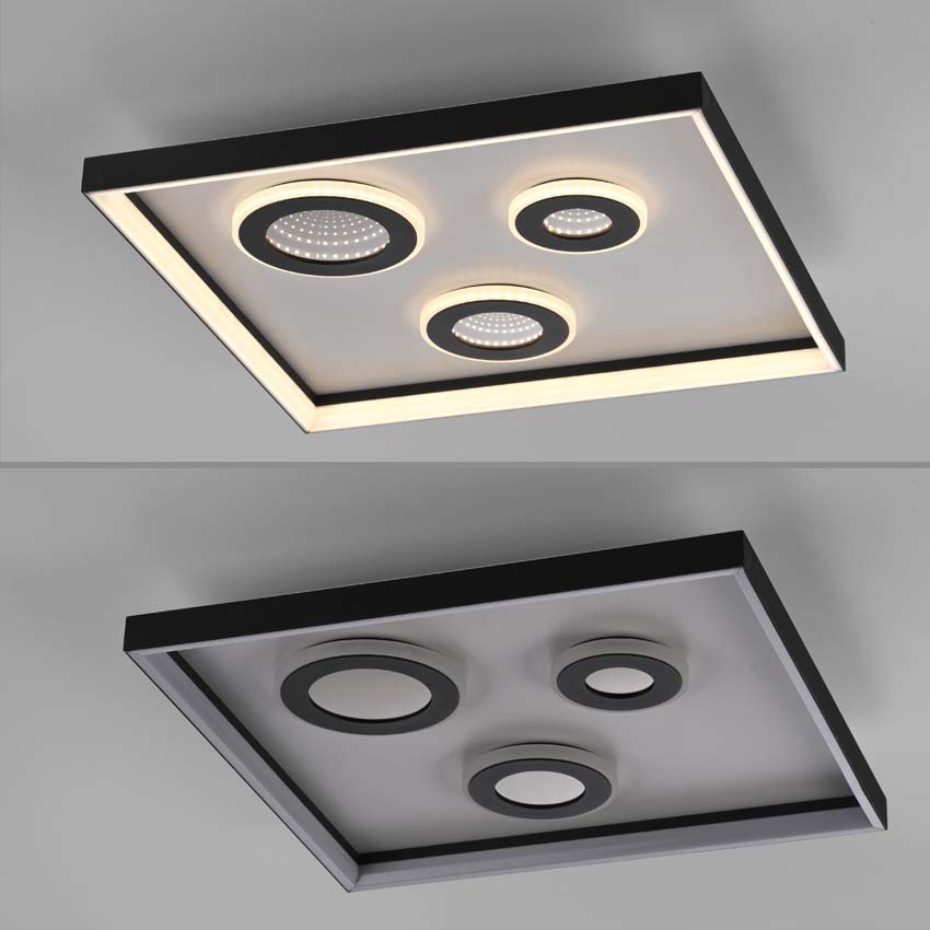 Plafonnier - zwart - 45x45cm - dimbaar - 32W - 2700-5000K - met afstandsbediening