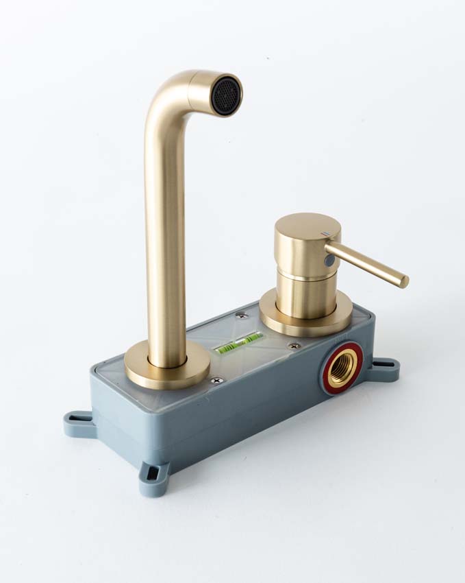 Wastafelkraan Miley slim inbouw brushed gold