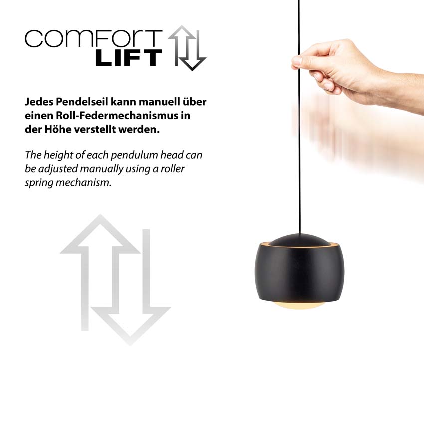 Suspension Easy Lift - Noir - 110x10cm - Dimmable - 5x5W - 3000K
