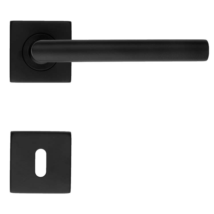 Poignée de porte pro carré belluno 16mm  noir rosace barbe