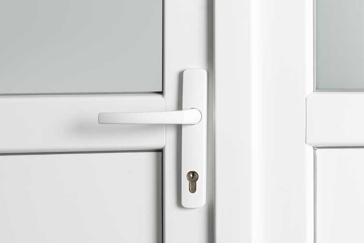 Porte extérieure double semi-vitrée PVC verre mat anthracite/blanc 1800x2100mm ouvrant à gauche