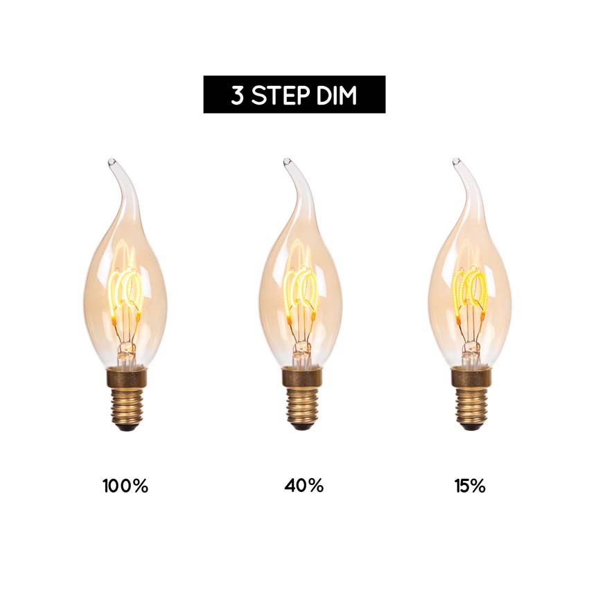 Lucide A60 - Filament lamp - Ø6cm - LED 3 StepDimbaar (Memory) - E27 - 1x4,9W 2200K - Amber