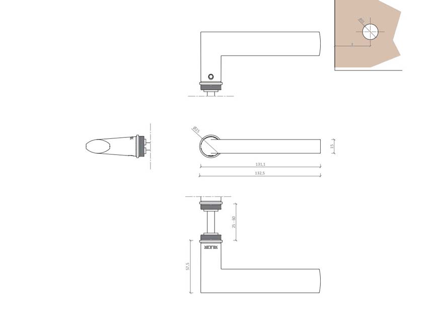 Poignée de porte Xinnix 004.22 en aluminium anodisé blanc kit complet rosaces non comprises