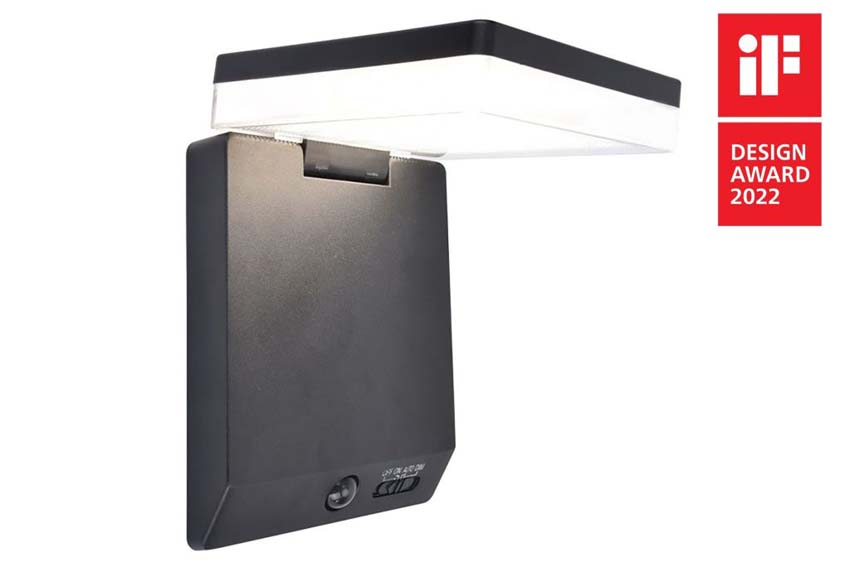 Wandlamp buiten - zwart - H15cm - LED - 1x8W - 4000K - IP44 - bewegingssensor
