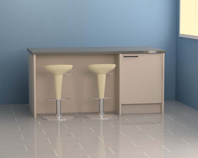 Îlot de cuisine Premium 2 plat 189cm - pré-monté