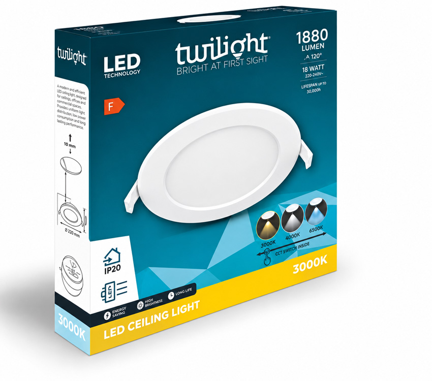 Inbouwspot - wit - LED - 1x18W - CCT - rond