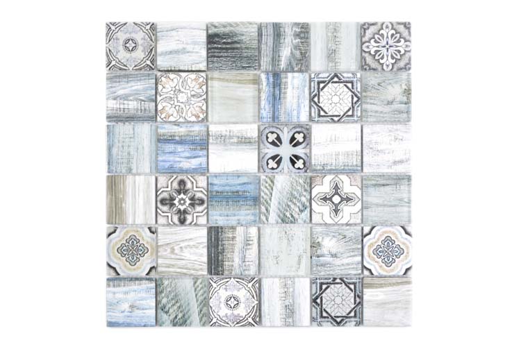 Mozaïek glas mix lichtblauw 30 x 30 cm