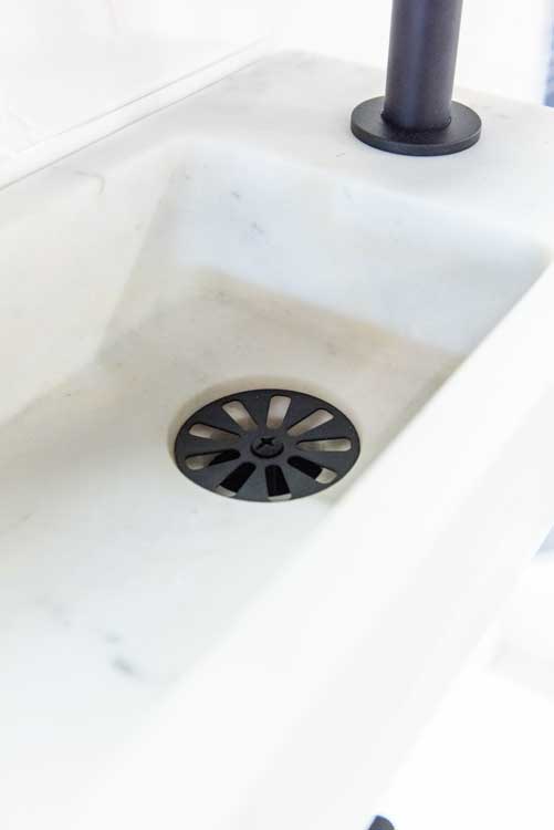 Handenwasser Sofie marmer wit/zwart 9,5x37,5x18,5cm complete set