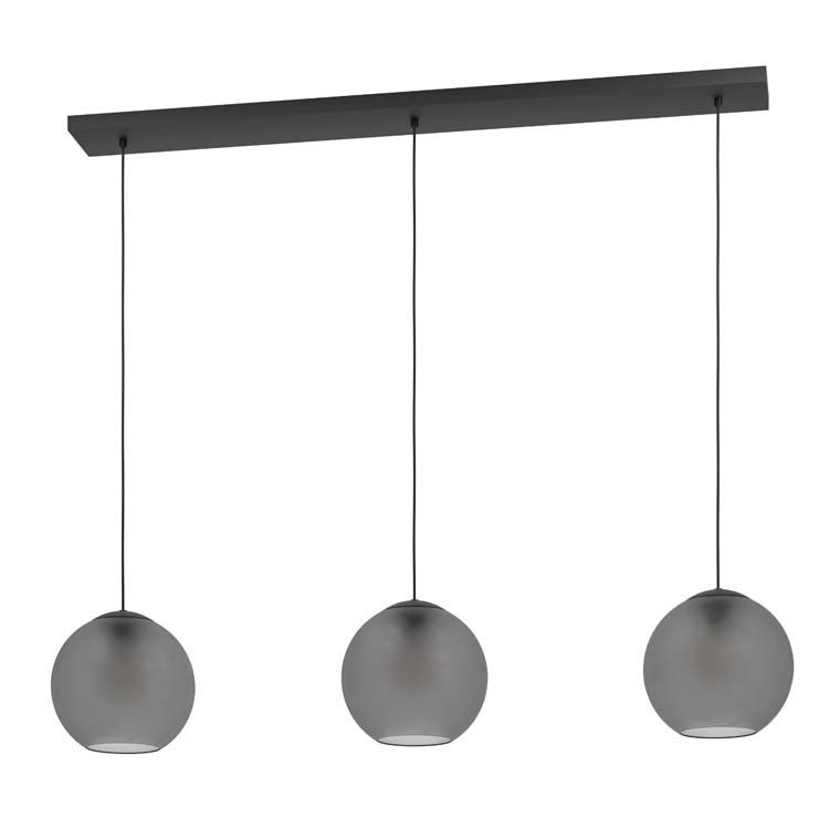 Lampe suspendue noir-gris fume 3xE27