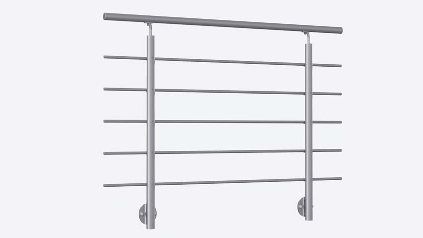 Kit borstwering Grode aluminium zilver 150cm laterale bevestiging