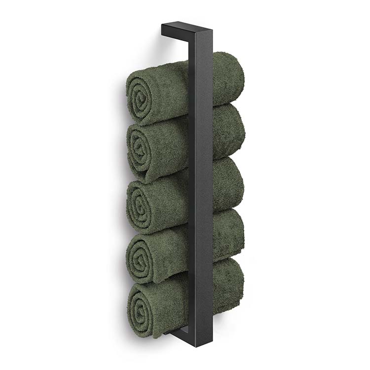 Handdoekhouder gastendoekjes Linea zwart B8 cm H40 cm diepte 7 cm