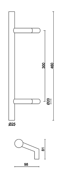 Tirant de porte pro STCOT inox plus 25/300/460