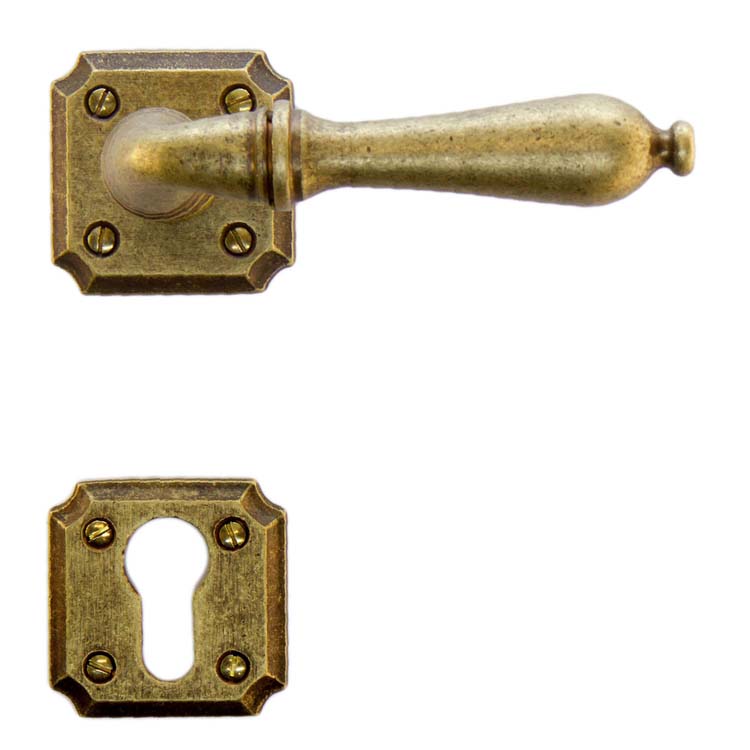 Poignée de porte roselle vieux jaune rosace cylindre