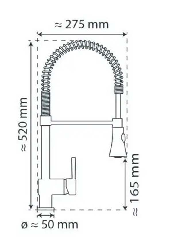 Keukenkraan Chef inox met uittrekbare uitloop