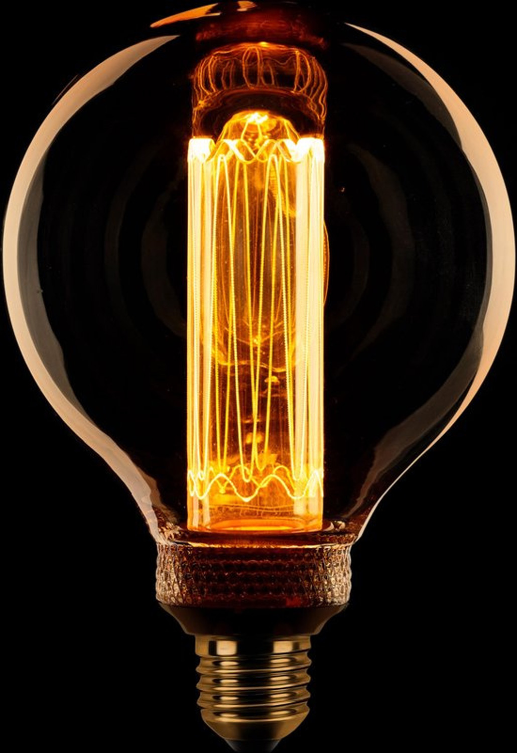 Ampoule LED à effet filament - E27 - ambre - Ø9,5cm - dimmable - 3,5W - 120lm - 1800K