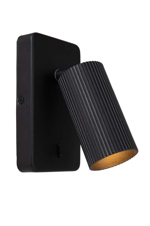 Spot mural - noir - 9x14,9x16cm - GU10 - 40W - nervuré