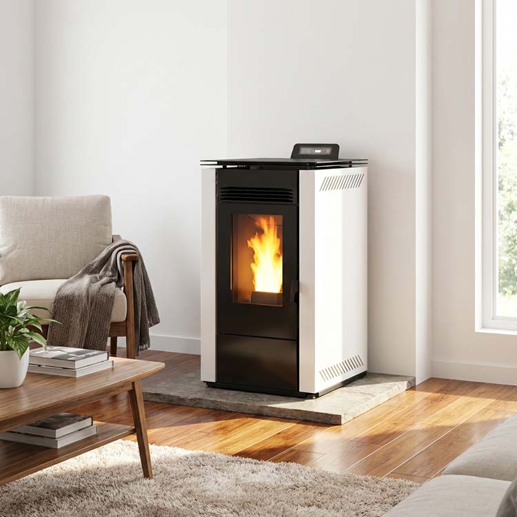 Pelletkachel Model 8 - 7,9kW - 160m3 - wit - 44x48x94cm