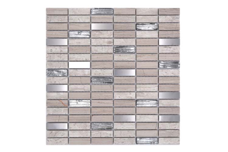 Mozaïek Crystal+ Mix hout/wit rechthoekig glanzend 29,8x30,4cm