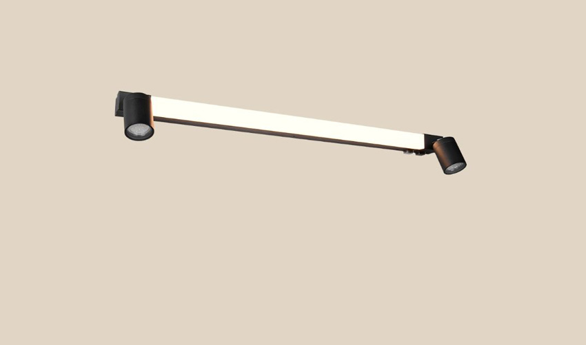 Applique murale - noire - 90x18x6cm - LED + GU10 - 1x9W + 2x max. 5W - 2300/3000/4000K - IP44