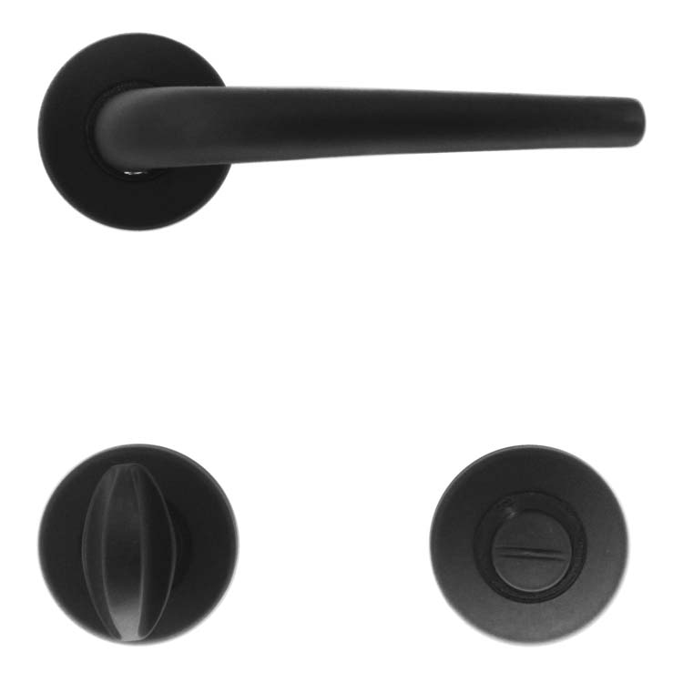 Poignée de porte pro ancona noir avec serrure toilette